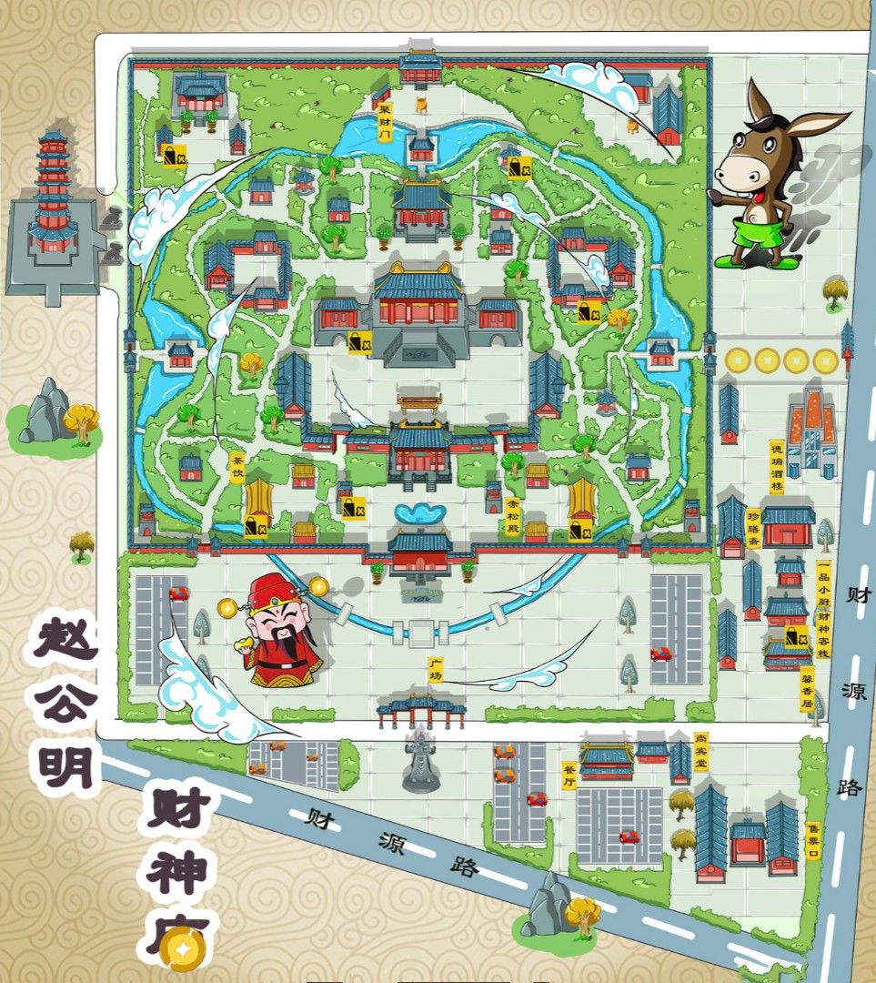 芦山寺庙类手绘地图